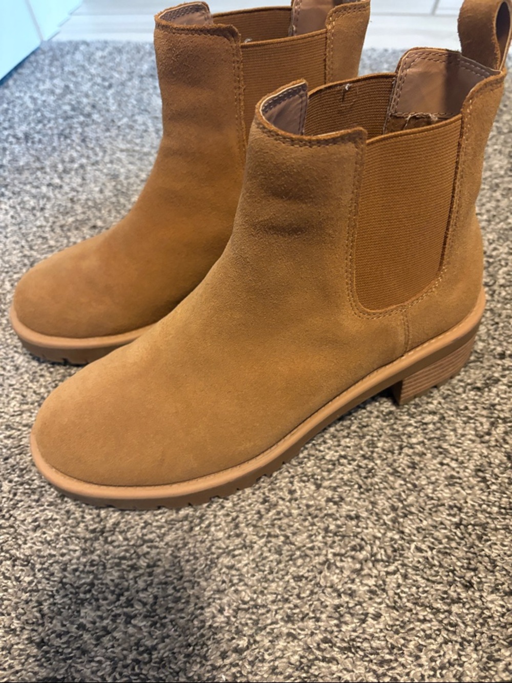 Blondo Waterproof Suede Chelsea Booties in Camel